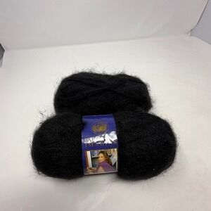 Lion Brand Imagine Yarn Black 153 Mohair‎ Blend Worsted 2.5oz 222yd 2 Balls